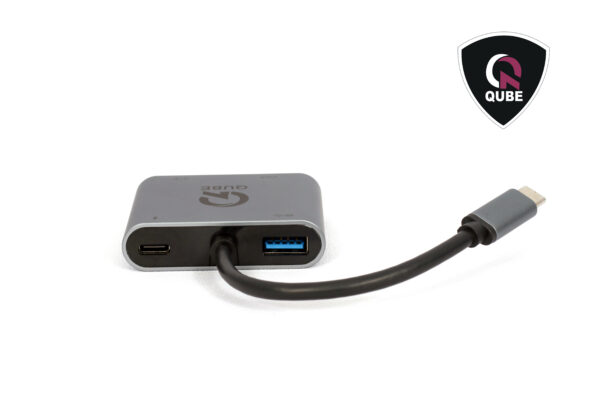 QUBE AD HDMI 1.4 (4k, 30HZ), VGA 1080P, USB 3.0 and C PD -grey aluminium case - Image 4
