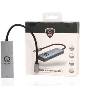QUBE AD HDMI 1.4, USB 3.0, USB 2.0, C PD- grey aluminium