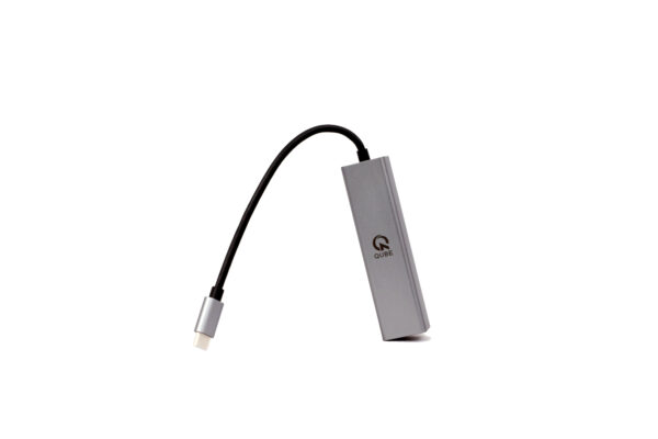 QUBE AD Type C Hub 4 in 1, with ehternet port RJ45(1000M), USB 3.0*3