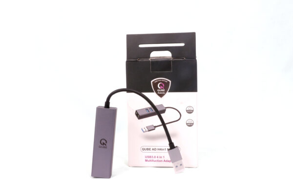 QUBE AD USB Hub 4 in q, with Ethernet Port RJ45 (1000M), USB 3.0*3 - Image 2