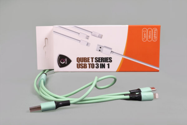 QUBE Turbo USB to 3in1 multi(Type C, Micro, Lightning) 1.2M, A23022 - Image 2