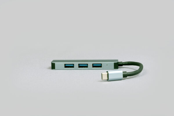 QUBE AD C-Type to USB A 3.0 Hub, Sleek Grey Aluminium Y23012