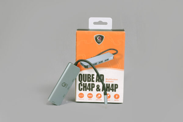 QUBE AD C-Type to USB A 3.0 Hub, Sleek Grey Aluminium Y23012 - Image 2