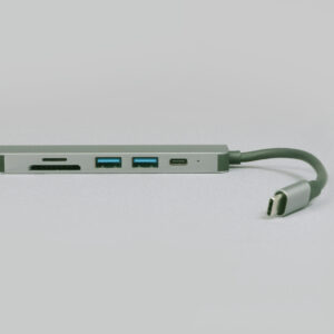 QUBE AD 6 in 1. Type C to 2* USB A 3.0, 1*HDMI 4K/30HZ, 1* SD 3.0, 1* TF 3.0, 1* USB C PD Charging- Aluminium Y23013