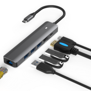 QUBE AD 6 in 1, C to HDMI, PD, USB 3.0 and RJ45