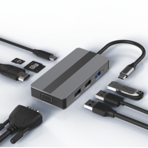 QUBE AD 8 in 1, C to HDMI, PD, USB 3.0, SD/TF