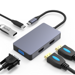 QUBE AD 5 in 1 Dual HDMI, VGA, PD and USB