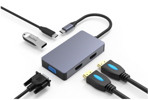 QUBE AD 5 in 1 Dual HDMI, VGA, PD and USB
