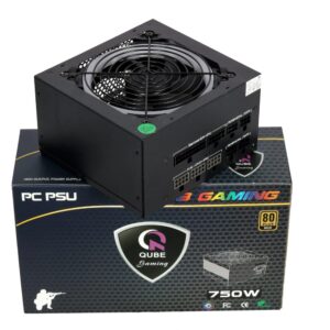 Qube Power Supply Gaming 750W, RGB lighting, Including EN Wire