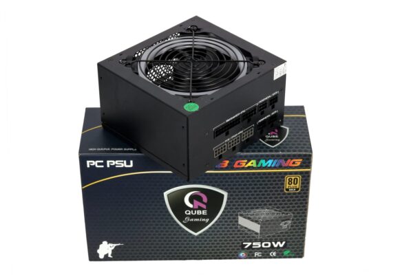 Qube Power Supply Gaming 750W, RGB lighting, Including EN Wire
