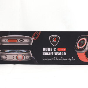 QUBE C Ultra Smart Watch A23011 Black, Wiireless charging facility, IP67 Waterproof with extra Orange strap