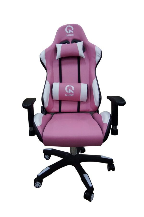 QUBE Levin D2012005R Red and Black adjustable Gaming Chair with Lumbar and Headrest pillows