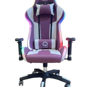 QUBE Levin M2103010BW adjustable Gaming Chair with Lumbar and headrest pillows, Black and White